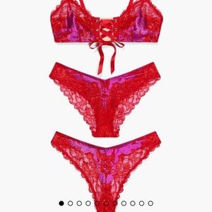 NWT 3-piece Lace’d Up Cheeky, Lace’d Up Thong, and Lace’d Up Thong Set